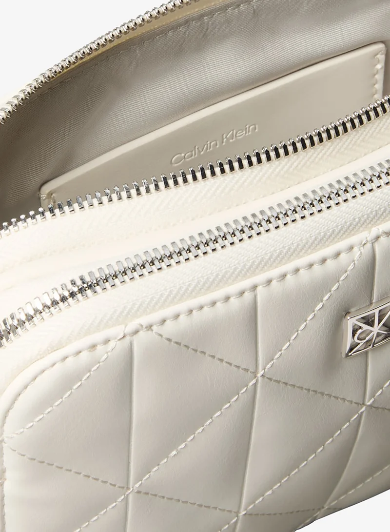 CALVIN KLEIN  Quilted Emblem Logo Double Zip Camera Bag for Women | Best Price UAE